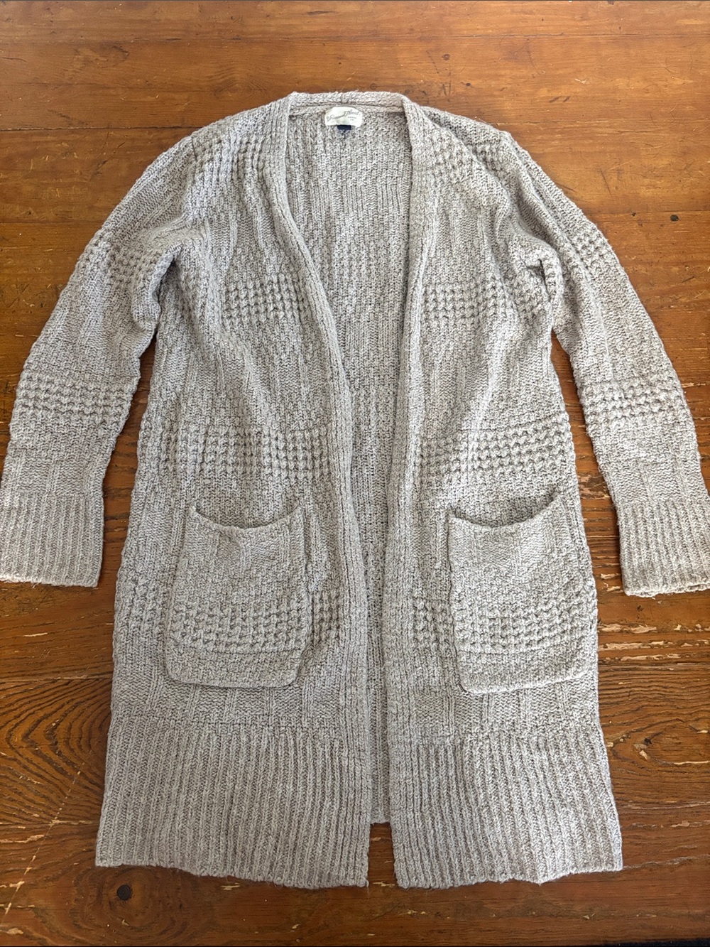 Universal Thread Neutral Light Taupe Open-Front Long Cardigan